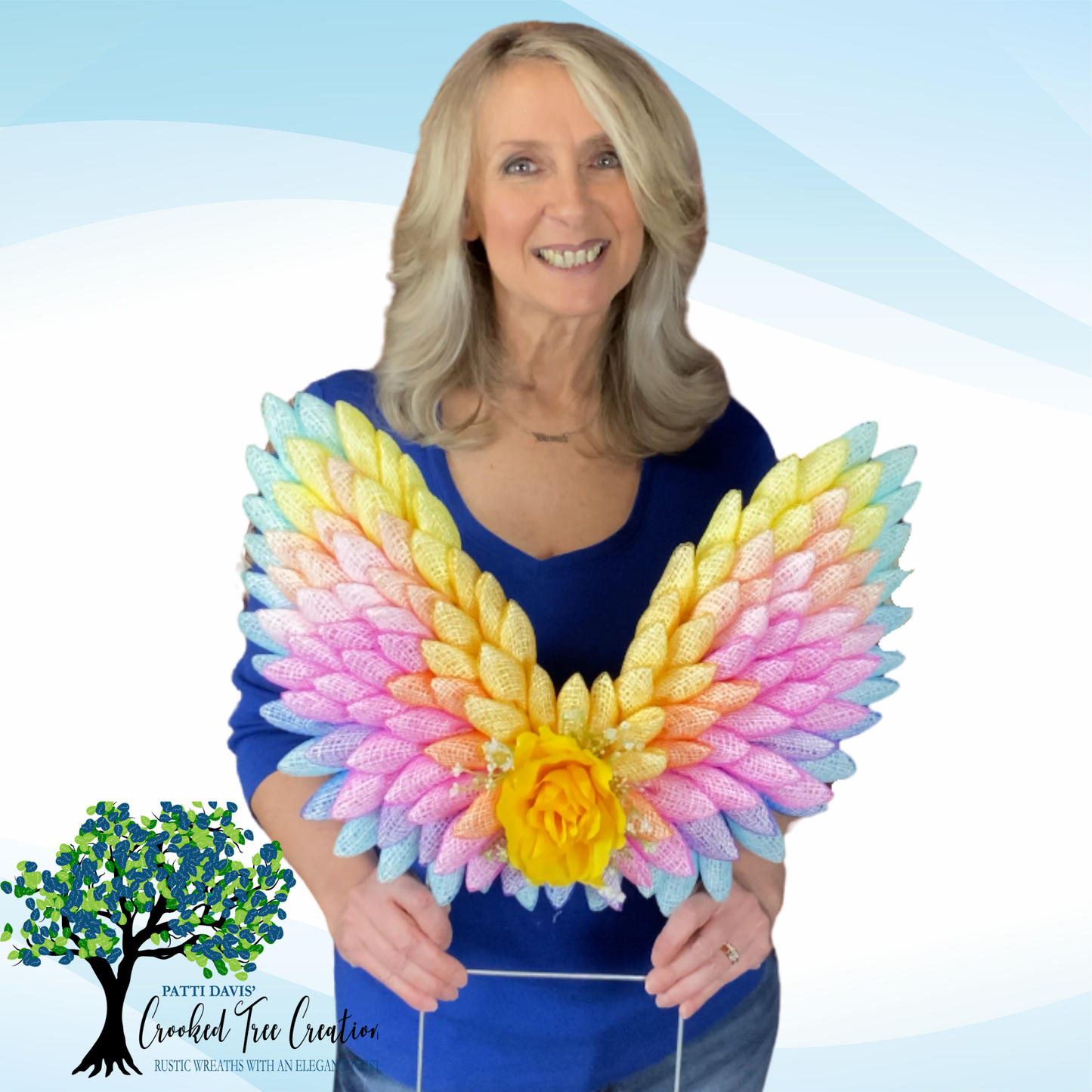 Flying Angel Wings Wreath – Sunrise Memorial Garden Décor for Spring or Summer