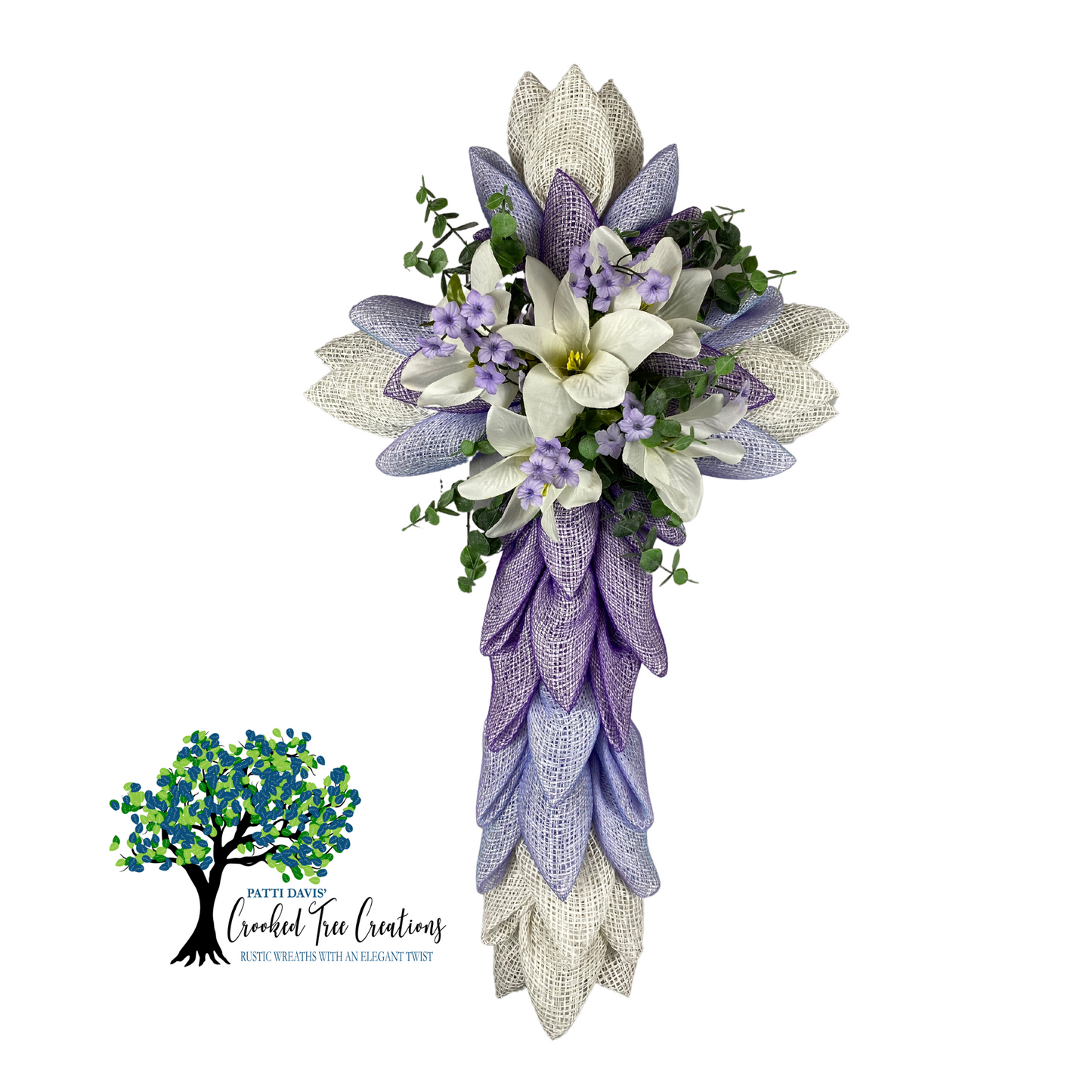 SOLD Easter Cross Wreath, Spring Wreath, Easter Lily Wreath