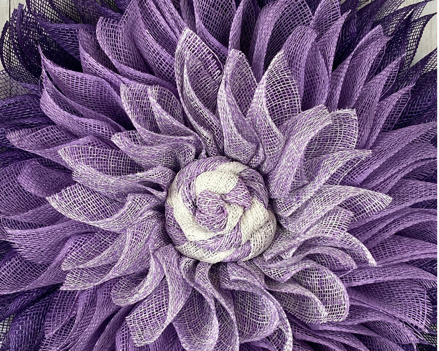 Spring sunflower wreath in purple ombré