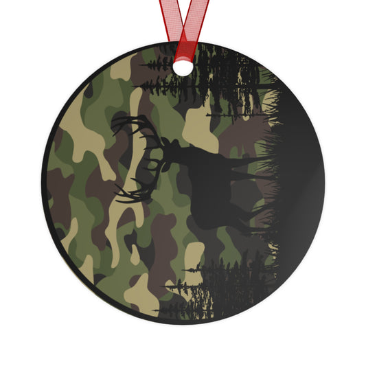 Deer Hunter Metal Ornament — Custom Round Memory Keepsake