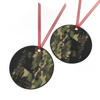 Deer Hunter Metal Ornament — Custom Round Memory Keepsake