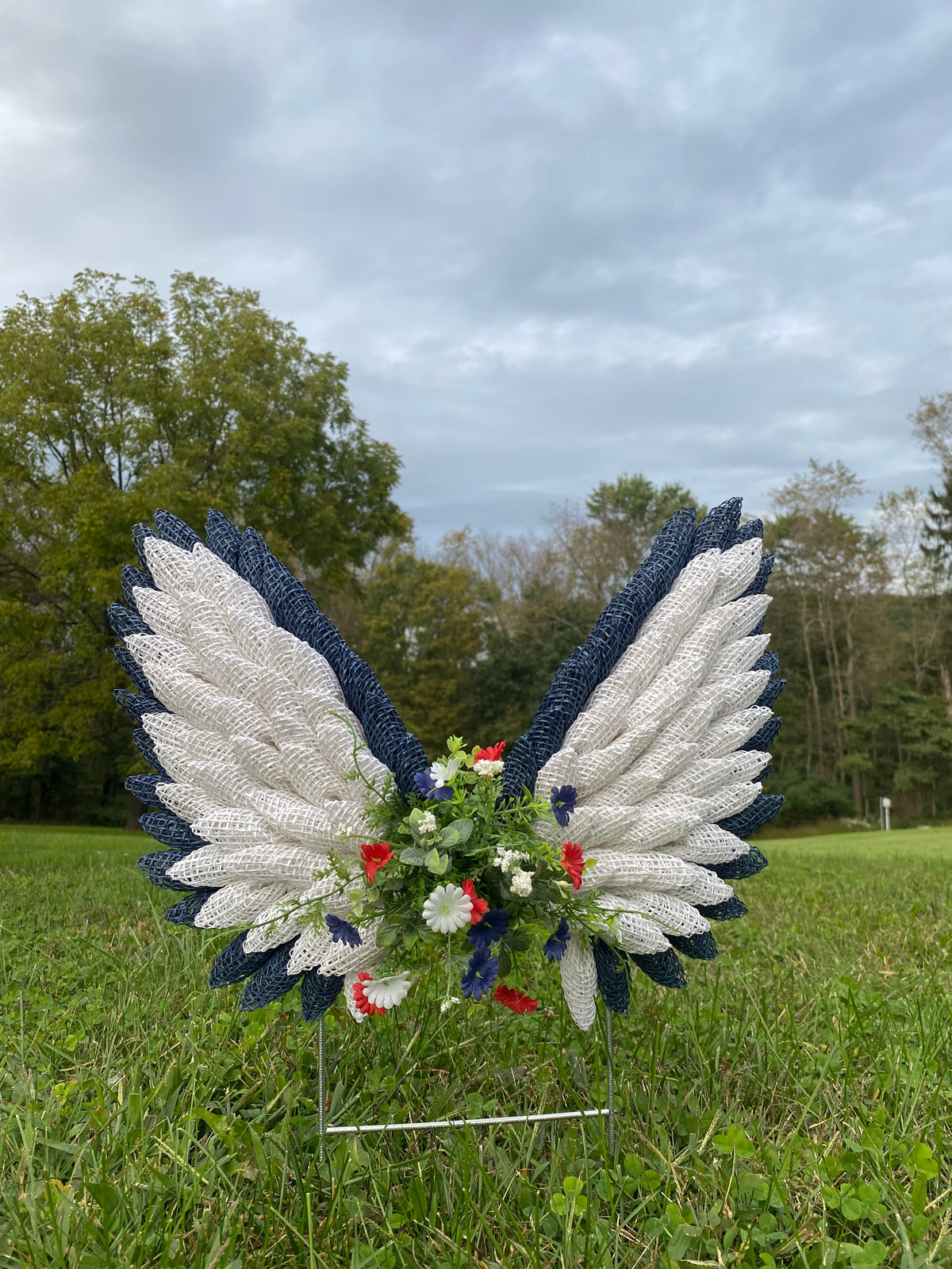 Flying angel wings for veteran