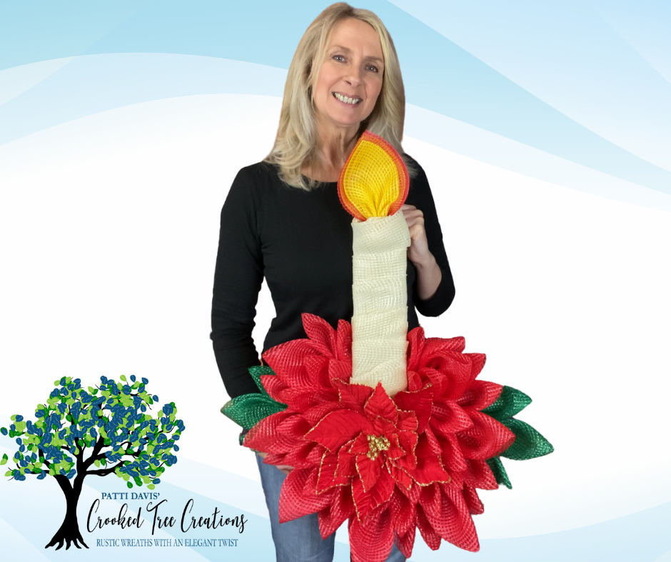 Christmas Candle Wreath with Poinsettia Base