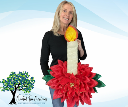 Christmas Candle Wreath with Poinsettia Base