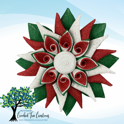 Christmas Red, White and Green Swirl Petal Wreath