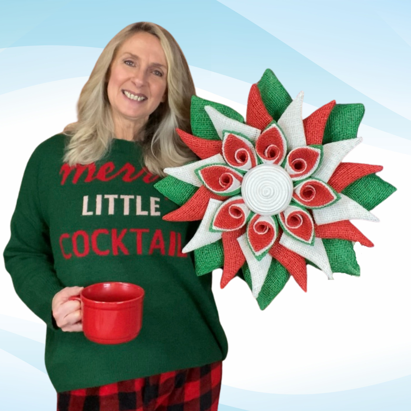 Swirl Christmas Flower Wreath Video Tutorial - Instruction only (no wreath)