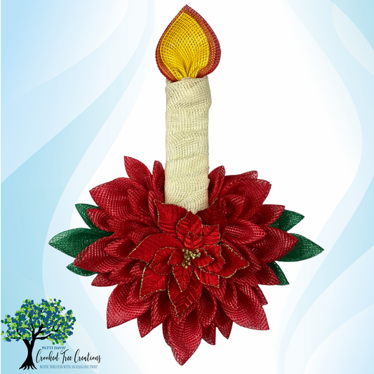 Christmas Candle Wreath with Poinsettia Base