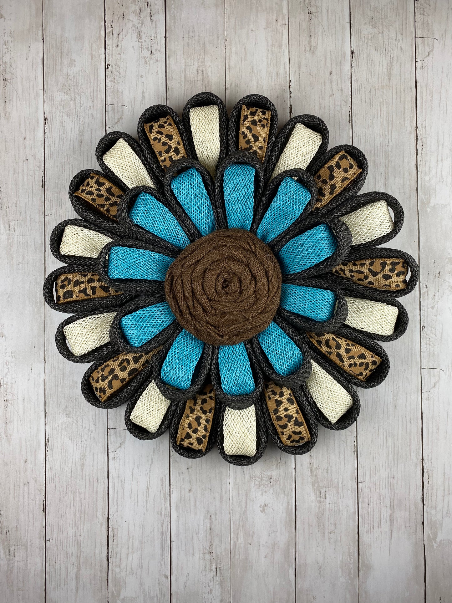 Daisy Flower Wreath with Animal Print, Fall Wreath, Everyday Wreath