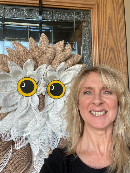 Owl wreath, fall / winter brown owl