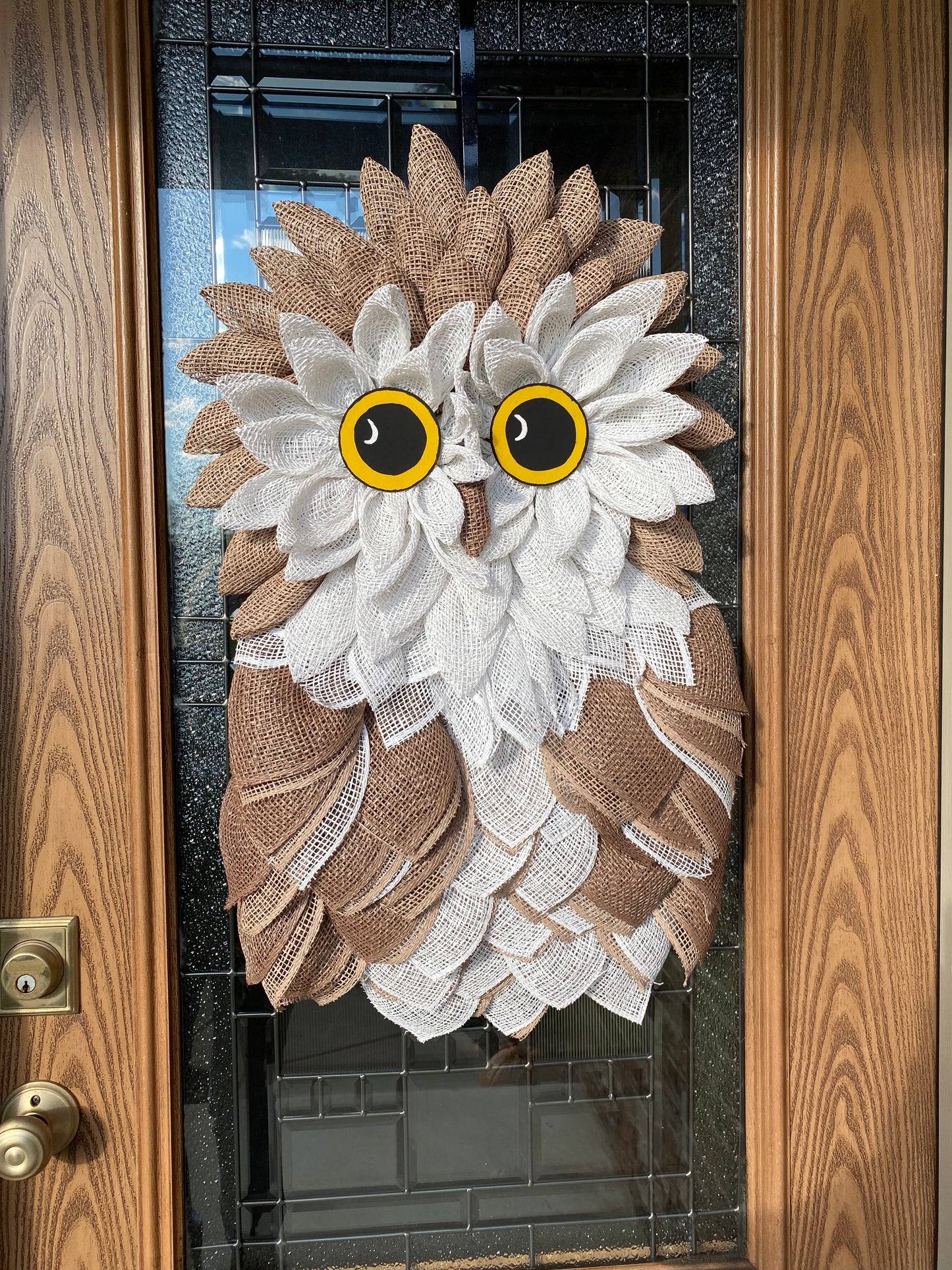 Owl wreath, fall / winter brown owl